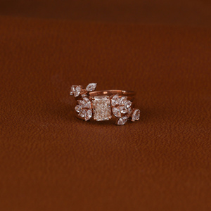 1.6CT Radiant Cut Lab Diamond Bague de fiançailles Set Vintage Marquise Cut Side Diamond avec placage à l'or Lab Grown Wedding Ring Set - Product Image 1