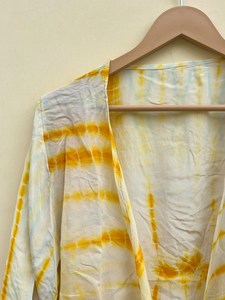 Top qualité femmes blanc jaune cravate teinture haut court avec col en v manches cloche dos Logo court débardeur Festival cadeau - Product Image 6