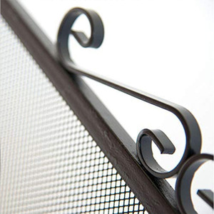 3-Panel Wrought Iron <b>Fireplace</b> Splashback 97x50cm Black/Grey Spark Protection for Wood Stove 2 Sturdy Doors <b>Fireplace</b> <b>Parts</b> - Product Image 2