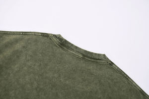 เสื้อยืดผ้าฝ้ายฟอกสีลายน้ำกรดเสื้อยืดผ้าฝ้ายโอเวอร์ไซส์ไซส์เสื้อยืดวินเทจซักโลโก้ได้ตามต้องการ - Product Image 4