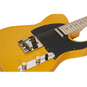 Slick Guitar SL55KM Guitarra eléctrica Envejecido Butterscotch Pastillas de doble bobina simple Diapasón de arce - Product Image 3