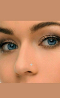 Piercing tendance pour nez, lèvre ou labret, serti de diamants véritables de 1,80 mm, en or blanc 18 carats plaqué platine, pour mariage, fiançailles ou soirée