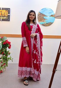 Último diseñador FabZone Faux Georgette bordado secuencia vestido de trabajo para adultos fiesta de alta calidad Sari Salwar Lehenga Choli - Product Image 5