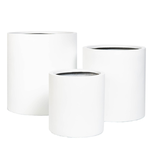 Macetas y jardineras de plástico grandes para plantas, color cemento natural, alto, forma de cilindro para decoración al aire libre - Product Image 3