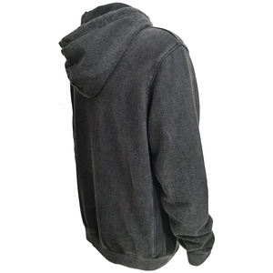 Sweat à capuche personnalisé pour hommes 100% coton délavé à la française surdimensionné délavé à l'acide bouffant brodé logo hiver teint uni - Product Image 6