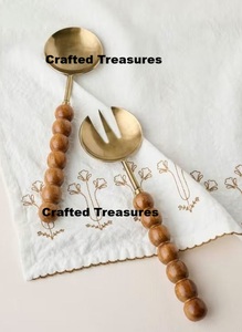 Nouvel arrivage de salade en bois avec manche en rotin tissé ensemble de fourchettes et cuillères outils de mélange de salade personnalisés au meilleur prix - Product Image 4