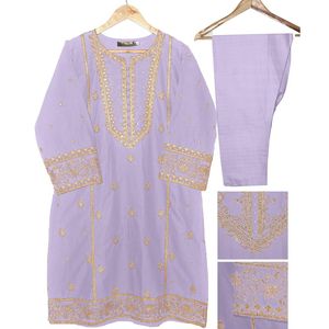 Conjunto de 2 piezas de Salwar Kameez estilo pakistaní indio GOTTA TILLA cosido, conjunto de ropa étnica de 3 piezas para fiestas, hecho de tela de malla de algodón. - Product Image 5