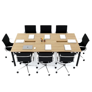 Contemporary Minimalist <b>Office</b> Meeting <b>Table</b> 240x120cm Melamine-Coated Plywood with Oval Iron Legs HBOV047 - Product Image 3