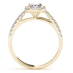 Anillo de Compromiso de Oro Amarillo de 18K con Halo de Diamantes y Corte Esmeralda de 0.90ct - Product Image 1