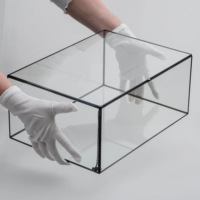 Boîte en verre grande taille avec cadre en acier inoxydable noir, design moderne et luxueux, multifonctionnelle pour le rangement et l'organisation de bijoux