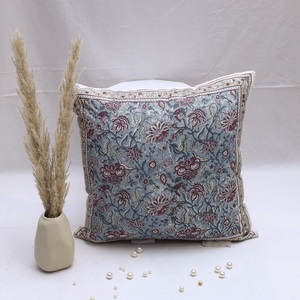 Elegantes cojines de bloque de mano hechos a mano 100% algodón orgánico rellenos y listos para usar para la decoración del dormitorio y el Salón de la sala de estar - Product Image 1
