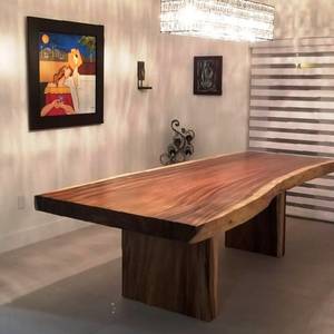 Custom Shape Solid Suar Wood <b>Dining</b> Table with Customized Color for Modern Tropical Home Furniture - Product Image 1