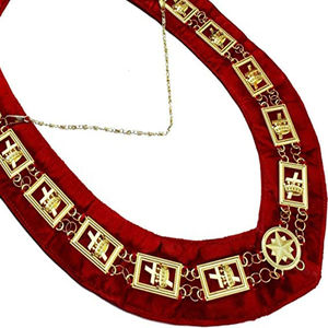 Masonic Regalia Knights Templar Collar de cadena de metal Joyas de oro con terciopelo rojo Joyas de prendas de vestir de la más alta calidad - Product Image 2
