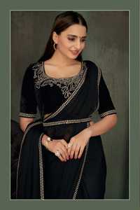 Saree pour femme avec chemisier Tissu satin de soie avec bordure élégante Nouvelle arrivée Vente à chaud de vêtements ethniques indiens - Product Image 6