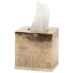 Elegante cubierta de caja de pañuelos de latón rectangular con un acabado liso y pulido que añade una elegancia discreta. Disponible a precio mayorista. - Product Image 2