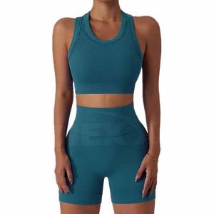 Conjunto de Yoga, Shorts Ligeros, Ropa Deportiva Transpirable, Elástica en 4 Direcciones, Cintura Alta, 2 Piezas, Atuendo Cómodo, Apto para Fitness - Product Image 5