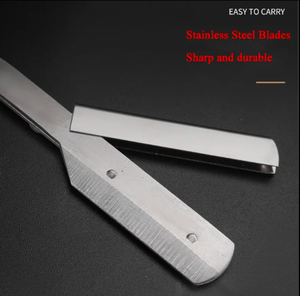 มีดโกนสแตนเลสพับได้แบบตรงอุปกรณ์ตัดผมเกรดอุตสาหกรรมสำหรับการตัด - Product Image 5