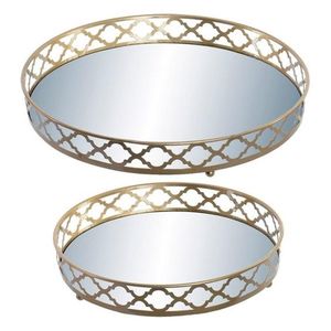 Bandeja Decorativa Ovalada de Lujo con Espejo Dorado, Borde de Cadena Metálica Antigua, Organizador de Tocador, Centro de Mesa para Café, Bandeja de Servicio Decorativa - Product Image 4