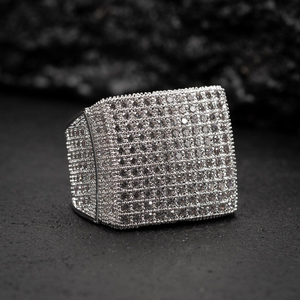 Anillo de lujo para hombre de 10K, 14K, 18K, oro, tendencia de Hip Hop, VVS Lab Grown, alfabeto redondeado de diamante completo para bodas, Bisutería - Product Image 1