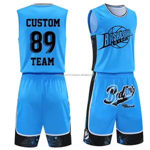 Vêtements de sport de haute qualité Costume de basket-ball Design imprimé avec logo personnalisé Vente en gros Ensemble de maillots de basket-ball unis pour hommes