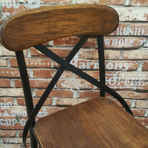 GCFGC50 - Tabouret de bar de style industriel, structure en fer avec revêtement en poudre époxy, assise en bois de caoutchouc naturel - Product Image 2