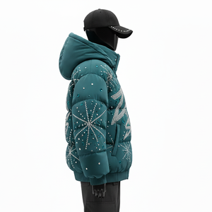 Chaqueta Acolchada de Poliéster de Alta Calidad para Mujer, Paneles Acolchados Suaves, Estilo Cálido de Invierno, Chaqueta Acolchada con Logotipo de Diamantes de Imitación para Mujer - Product Image 3