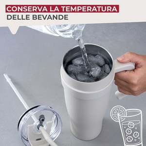 Borraccia Termica XXL 1.2L in Acciaio Inox Beige per Acqua Calda e Fredda da Viaggio - Product Image 4