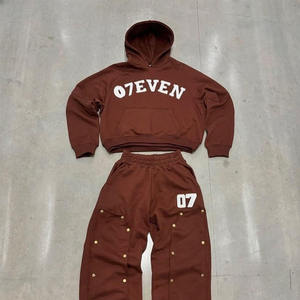 Conjunto de Sudadera y Pantalones Deportivos de Algodón Unisex Personalizado, Lavado Ácido, Ropa Deportiva Urbana, Serigrafiada, Servicio OEM - Product Image 1