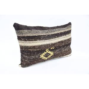 Laine brune 16x16 pouces coussin décoratif motif vintage Kantha brodé oreiller techniques tissées - Product Image 3