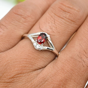 Belle dernière conception grenat Cz bague de fiançailles en argent sterling 925 bijoux minimalistes fins anniversaire de mariage cadeau bague elle - Product Image 5