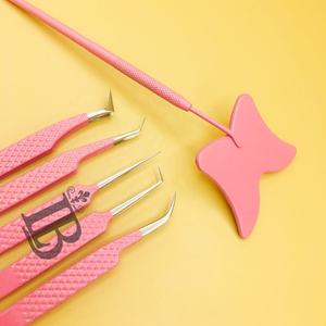 Pinzas para Extensión de Pestañas Más Vendidas, Pinzas de Acero Inoxidable con Espejo de Mariposa Rosa Mink, Oferta con Logotipo Personalizado - Product Image 6