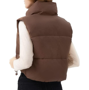 Chaleco acolchado de nailon cálido de invierno personalizable de talla grande para mujer con cierre de cremallera diseño estampado sin mangas transpirable OEM - Product Image 2