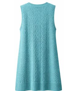 Teal <b>Womens</b> Knitted Sleeveless <b>Sweater</b> <b>Vest</b> V Neck With Front Pockets Casual Winter Layering Custom Manufacturer OEM Design - Product Image 2