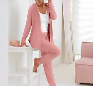 <b>Women</b> Two Piece Sets Outfit <b>Long</b> <b>Sleeve</b> Hooded Top + Drawstring Pants Lounge Tracksuit Set - Product Image 6
