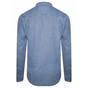 เสื้อยีนส์มีกระดุมสไตล์สตรีทแวร์สำหรับผู้ชายเสื้อเชิ้ตผ้าเดนิมคอปกแขนยาวสีล้วนสำหรับงานปาร์ตี้ฤดูใบไม้ร่วง - Product Image 2