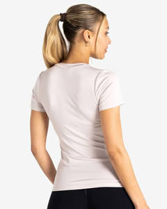 Camiseta elástica de longitud completa transpirable para mujer, color gris claro, manga corta, cuello redondo, diseñador y camiseta de entrenamiento para gimnasio y Yoga - Product Image 2