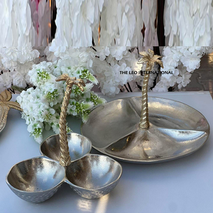 Cuenco blanco, soporte de cuenco de latón ecológico para hoteles de lujo, restaurantes, cantidad a granel, forma de hoja dorada personalizada - Product Image 5