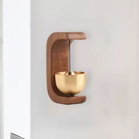 Carillon de porte en laiton et bois, cloche à vent, design moderne, rectangulaire, décoration murale, artisanat métallique, logo personnalisé