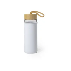 Bottiglia d'Acqua Ecologica Lurok in Bambù e Vetro, Contenitore per Bevande Sostenibile - Product Image 1
