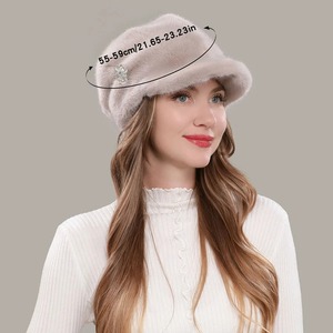 Women <b>Winter</b> Mink Fur Flower Decoration Thickened Baseball <b>Cap</b> Luxury Warm Solid Color <b>Winter</b> Warm - Product Image 6