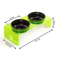 Station d'alimentation pour animaux de compagnie double bol en acrylique, étanche, manuelle, portable, multicolore, grande capacité, design transparent et arrondi