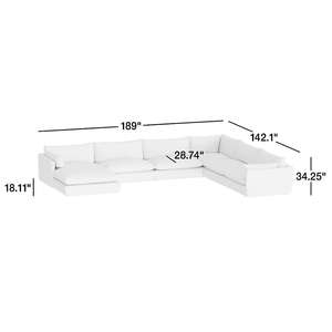 Unwind Modular 6-Piece L-Shaped <b>Slipcovered</b> Sectional <b>Sofa</b> Set Chaise Lounge Fabric One Seat Furniture Sponge Filling Material - Product Image 3