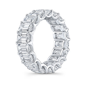 Anillo de Boda de Diamantes Cultivados en Laboratorio con Corte Esmeralda, Lujoso y Completo, Platino, Venta al por Mayor y Menor, Fabricante Internacional de Joyería OEM - Product Image 1
