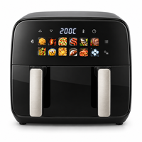 Friteuse à air numérique grande capacité 10L 1800W avec fenêtre visible et écran LCD, cuisinière électrique sans huile, OEM ODM Vente en gros