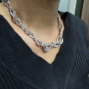 Collar Infinito Trenzado de Diamantes de Laboratorio de 15.5ct para Mujer, Elegante, 16 Pulgadas, Oro de 14K, Claridad E VS, Chapado en Rodio, Moderno y Fino - Product Image 2