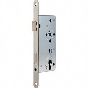 Serrure à mortaise pour porte d'entrée 24 PZW argentée, profilée, BKS, DIN Droit, 22/55/92/10mm, style design industriel, clé pour entrée - Product Image 2