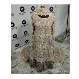 Últimos Vestidos de Novia Pakistaníes Exclusivos y Elegantes 2022, Bordado a Mano con Pedrería, Color y Talla Personalizables - Product Image 4