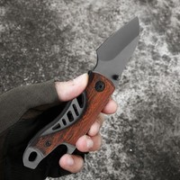 Couteau de poche pliable multifonctionnel à manche en bois, mini-outil de camping en plein air