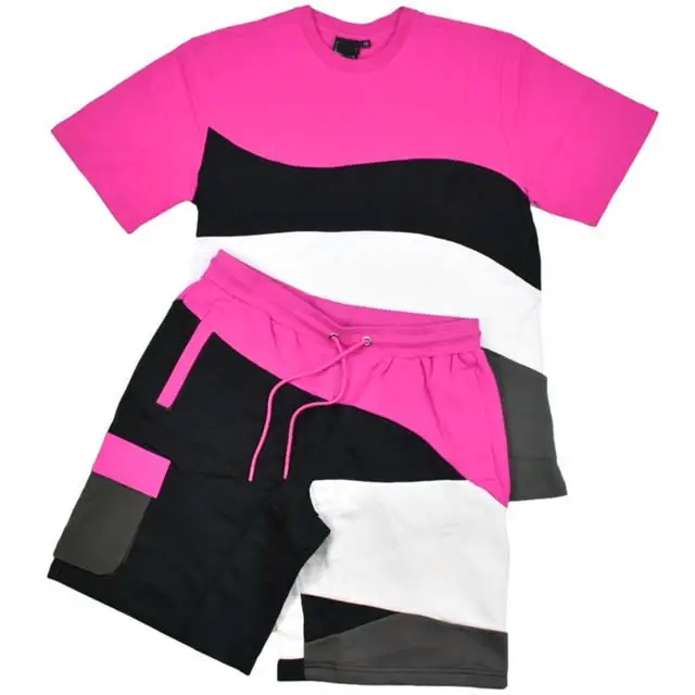 Customize Short Sets For Men Casual Clothes Summer Man 2 Piece Set Sports Suits For Men Shirts and shorts Block Color Sets 2023