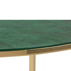 Luxury <b>Round</b> Coffee <b>Table</b> with Green Marble <b>Top</b> and Gold Metal Frame for Living Room Furniture - Product Image 2